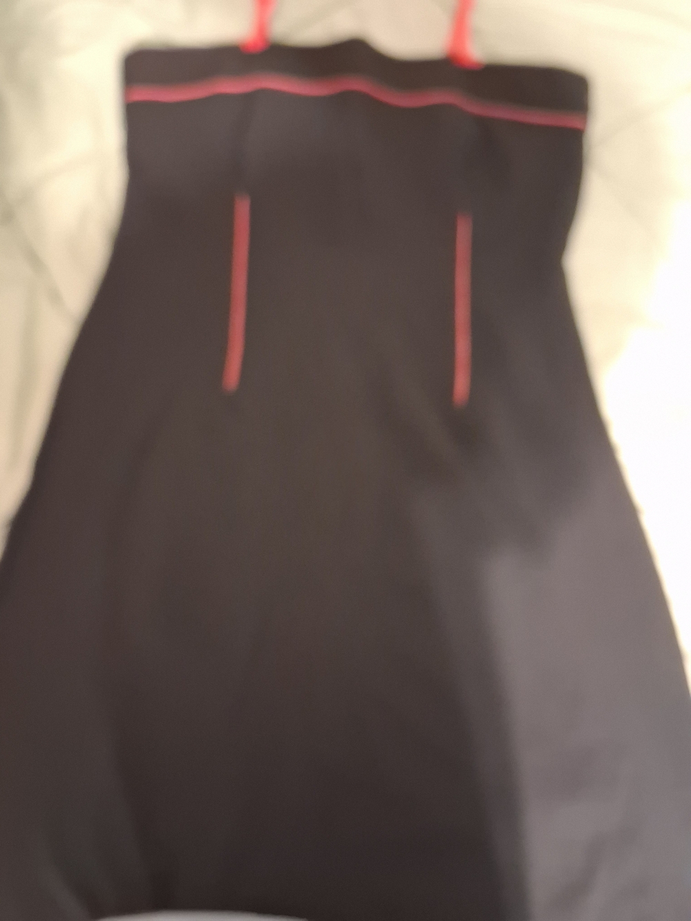 Black Strapless Dress with Coral Trim